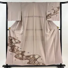 付下げ 身丈154.5cm 裄丈64cm M 袷 辻が花柄 霞 絞り 薄小豆 正絹 秀品 【中古】
