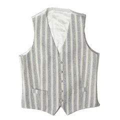 L.B.M 1911 エルビーエム1911 ベスト オフホワイト ネイビー サイズ:記載なし(L位) | ストライプ コットン混リネン ジレベスト | イタリア製 | トップス【メンズ】【中古】
