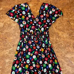 昭和レトロ 花柄 ロングワンピース レディース 総柄 ノースリーブ Ladies ヴィンテージ ビンテージ VINTAGE ユーズド USED 古着