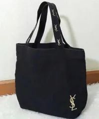 イヴサンローラン　ノベルティ　 ロゴ刺繍　トートバッグ　黒
