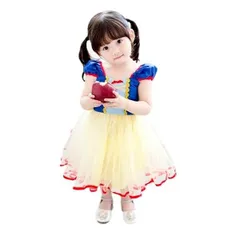 お姫様 ドレス かわいい 子供用 ワンピース (ブルー/イエロー) プリンセス ハロウィン パーティー 衣装