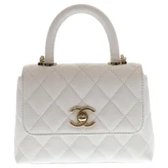 CHANEL (シャネル) ココハンドル ミニミニ ホワイト キャビアスキン 2WAY チェーンショルダー ゴールド金具 AP4244