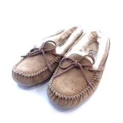 アグ UGG ダコタ DAKOTA シューズ モカシン ローファー スリッポン スエード ボア ムートン リボン 22cm 茶 ブラウン /AU ■GY18 5612