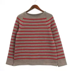 ユリ パーク YURI PARK ニット ボーダー ウール セーター 長袖 ブラウン レッド 250605E