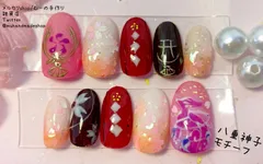 八重神子　原神　モチーフネイル　痛ネイル　ネイルチップ　推し活 サイズオーダー無料