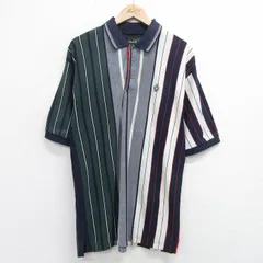 XL/古着 半袖 ポロ シャツ メンズ 90s 鹿の子 緑他 グリーン ストライプ 24apr02 中古 トップス