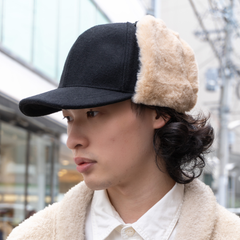 メルトンフラップキャップ　イヤーカバー　耳付き　キャップ　WS-50612