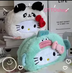 【新品】ハローキティ ぬいぐるみ ペンケース ✨ 大容量ポーチ 化粧ポーチ かわいい収納バッグ