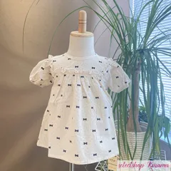 【A28】海外ベビー服 80 半袖 セットアップ  リボン