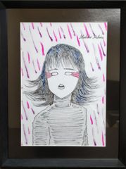 Akihiko Mihara, Salon d'Automne winning artist, original drawing [cutie], children, women, portraits, small works, paintings, fine art, interior decor, art, miscellaneous goods, contemporary art, pencil drawings, brush pen art, portraits of beautiful women, ink paintings, kids illustrations, blue hair, interior coordination