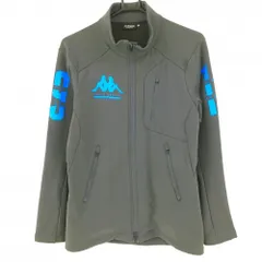 カッパ ジャケットブルゾン グレー×ブルー 胸・袖プリント 裏起毛  メンズ M ゴルフウェア Kappa