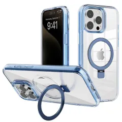 【数量限定】Pro Max ケース Magsafe対応 12 クリア スタンド機能 衝撃吸収 iPhone 黄変防止/擦り傷防止 耐久性 薄型 軽量 対応 ワイヤレス充電 スマホケース 対応 スマホケース アイフォン12プロマックス カバー (クリア-ブルー
