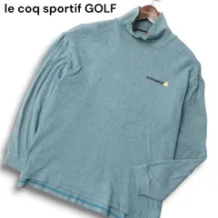 le coq sportif GOLF ルコック ゴルフ 秋冬 ロゴ刺繍★ ボーダー モックネック 長袖 シャツ Sz.L メンズ
