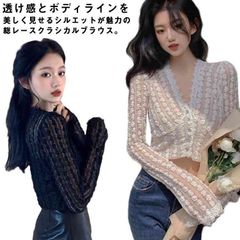透け感 シースルー ブラウス レディース 透かし彫り 送料無料 セクシー 長袖 総レース 送料無料 カットソー 着やせ フラワーレース ショート丈 シャツブラウス トップス インナー 重ね着 おしゃれ#sowa6586961