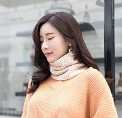 在庫処分中 [ベージュ] ネックウォーマー スヌード マフラー ニット ファー ボア