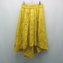 ◇ SEVENDAYS=SUNDAY ウエストゴム 裏地 ギャザー 薄手 カジュアル 膝丈 フレア スカート サイズF イエロー レディース E  【1310300006145】
