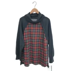 LEILIAN レリアン タートルネックニット 大きいサイズ:17 長袖/チェック柄/異素材    グレー/レッド レディース / 240001164088