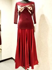 ドレス　ワイン　Ｍ～Ｌサイズ　コンテスト・発表会・パーティ・ナイトドレス【オーダーメイド対応可】