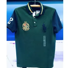 限定 POLO ラルフローレン RALPH LAUREN 半袖 ポロシャツ クレストロゴ 深緑