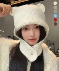 くま耳ニット帽 レディース 韓国風