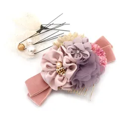 髪飾り ６点セット 京都 西陣 和小物 京あそび MIYAKO ASOBI ピンク 成人式 花 和風 浴衣 着物 振袖 袴 七五三 結婚式お呼ばれ 卒業式 入学式 コーム ヘアアクセサリー 子供 日本製 送料無料 W93 CM-4-810 w733　Si