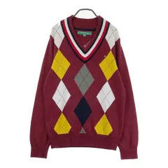 サイズ：L TOMMY HILFIGER GOLF トミー ヒルフィガーゴルフ  長袖ニットセーター アーガイル柄 レッド系 [240101466792] ゴルフウェア メンズ ストスト
