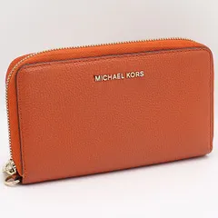 良品 マイケルコース ラウンドファスナー長財布 カードケース/パスケース/スマホケース オレンジ KYM