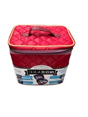 【在庫限り】 キルトバニティケース コスメ 収納 BOX 大容量 赤 TP12189