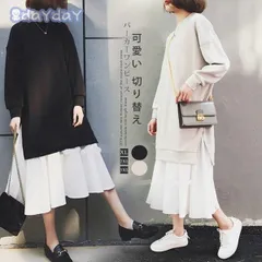 ワンピース レディース 春 ロング丈 パーカーワンピース 長袖 切り替え フレア aライン 体型カバー お洒落 ゆったり 可愛い 通勤 OL 20代 3