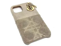 ChristianDior ディオール レディディオール カナージュ レザー iPhone12/12 Pro対応 アイフォンケース スマホケース ゴールド系 AV8752のサムネイル