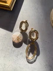 Gold round ピアス ハンドメイド アクセサリー