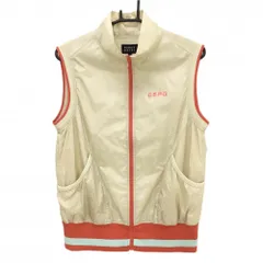 【美品】パーリーゲイツ ナイロンベスト ベージュ×オレンジ ロゴ メッシュ裏地  レディース 1(M) ゴルフウェア PEARLY GATES