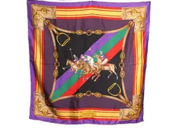 【お得なクーポン配布中!】 ラルフローレン 総柄 大判 スカーフ 正方形 乗馬 馬具柄 プリント レディース  RALPH LAUREN ポロ ストール 大きいサイズ マルチカラー 馬