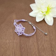 【受注制作】八重菊結びのブレスレット（藤色・ラベンダー） 和風 中華風 チャイナ 中国結び 飾り結び 紐