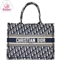 【リユース品】 ディオール DIOR バッグ トートバッグ ブックトート ミディアム ネイビー/ホワイト 【お取り寄せ】