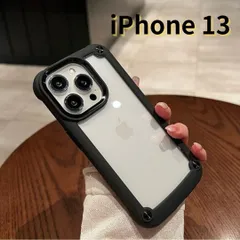 ［ショップス］iPhone13 スマホケース 黒 クリア シンプル 軽量 耐衝撃 透明 おしゃれ シンプル E022　E