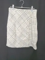 ◇ ⊇ アプワイザー・リッシェ ラップスカート風 膝丈 台形 スカート サイズ2 グレー系 マルチ レディース E  【1507230003492】