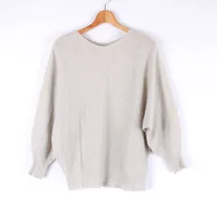 ミッシェルクラン ニット セーター 7分袖 ウール100% シンプル 無地 トップス 日本製 レディース 38サイズ ベージュ MICHEL KLEIN 【中古】