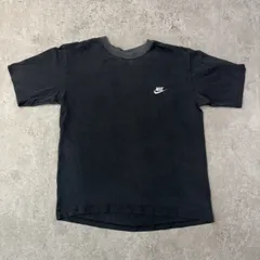 NIKE 90s ヴィンテージ  ナイキ スモールスウォッシュ 刺繍ロゴ Tシャツ 黒 ブラック フェード 古着 ボロ グランジ Y2K ナイキ ビンテージ