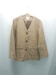 ◇ ELINA SEA ノーカラー 無地 シングル 韓国製 長袖 ジャケット サイズM ベージュ レディース E  【1310130032970】のサムネイル
