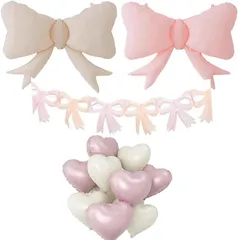 Ｌｕｍｉｅｒｅ ハート リボン バルーン 風船 ガーランド ピンク ブルー 誕生日 女の子 男の子 大人 a-b5827 Candy Pink(Candy Pink)
