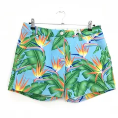 ★SALE価格★【新品】ラウドマウス ショートパンツ ライトブルー×グリーン リーフ柄 ボラボラブルー  レディース LL ゴルフウェア LOUDMOUTH