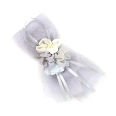 髪飾り 成人式 つまみ細工 振袖 前撮り 袴 花 薄紫 白 レース リボン クリップ 小さい かんざし かわいい 粋 日本製 おしゃれ No.12-0310