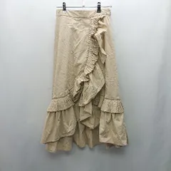 ◇ Θ 31 Sons de mode プリーツ加工フリル装飾 膝丈 フレア スカート サイズ36 ベージュ系 レディース E  【1501230032384】
