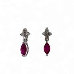 K18 赤石ダイヤピアス 約1.8g  0.18ct×2のサムネイル