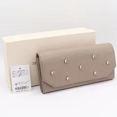 新品同様 箱付 定価約￥20,000 サマンサタバサ 1820245954 フラワースタッズ グレージュ 長財布 KYM