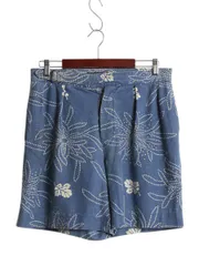 【お得なクーポン配布中!】 90s ★ ポロ ラルフローレン グルカ タイプ ショートパンツ メンズ 32 程 アロハ ハワイアン ドット 総柄 コットン ショーツ インディゴ 青