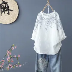 チュニック 春 ブラウス シャツ 半袖 レディース プルオーバー ブラウス ロングシャツ 夏 刺繍 お洒落 大きいサイズ 40代 50代 夏 ゆったり 花柄 可愛い