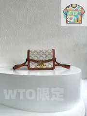 【今日WTO】CELINE セリーヌ トリオンフ 紡織カンヴァス × 小牛皮 ショルダーバッグ 国内送料無料！お得な価格で在庫あり！-WTO輸入1-MUT41