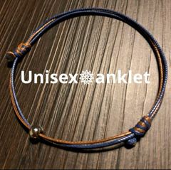 【耐水】アンクレットミサンガ＊足首＊ネイビー×ブラウン